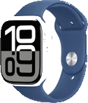 Apple Watch Series 10 46mm (GPS + Cellular) Silver / Denim Sport Band - S/M
